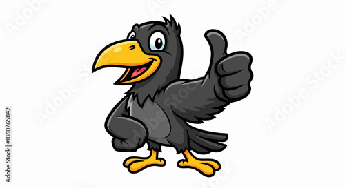 Cartoon Crow Giving Thumbs Up.