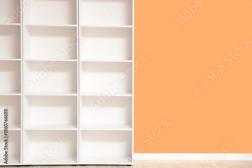Empty white shelving unit n...