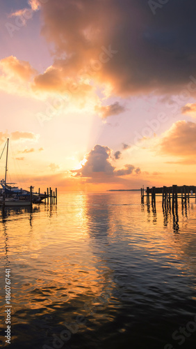 A 9:16 Portrait image of a spectacular sunrise in Bimini, Bahamas