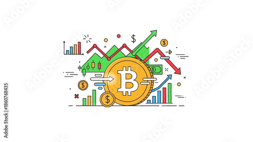 Financial Analysis and Cryptocurrency Market Trends Illustrated with Charts and Graphs