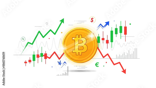 Financial Market Trends and Bitcoin Value Fluctuations Illustrated