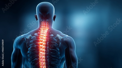 Lumbar Disc Pain Medical Concept with Lower Back Pain and Spine Anatomy Highlight