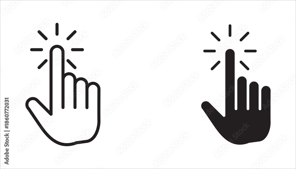 Fototapeta premium Mouse click cursor arrow icon set and loading icon. Mouse click cursor collection. Hand cursor. Arrow cursor. Vector illustration.