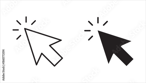 Mouse click cursor arrow icon set and loading icon. Mouse click cursor collection. Hand cursor. Arrow cursor. Vector illustration.