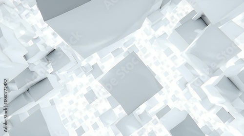 Abstract White 3D Geometric Cubes Floating and Rotating Video.