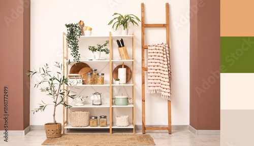 Interior of kitchen with wo...