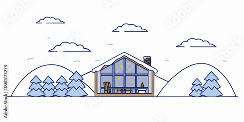 Cozy Winter Cabin with Snowy Landscape