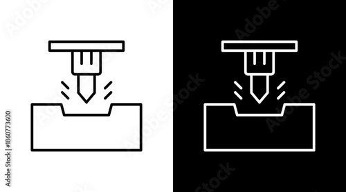 Metal Fabrication Outline White Icon Set Design