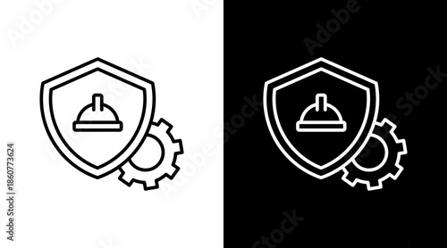 Industrial Safety Outline White Icon Set Design