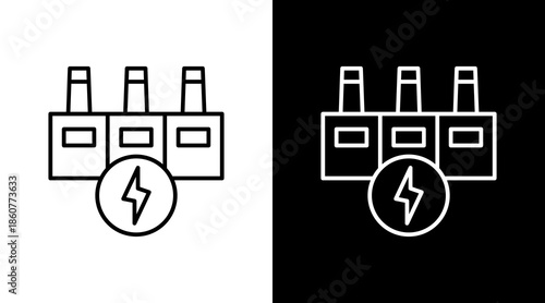 Power Plant Outline White Icon Set Design