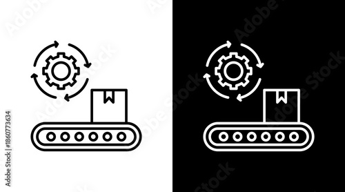 Automated Production Outline White Icon Set Design