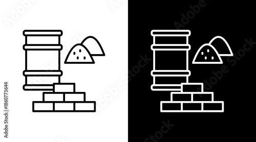 Raw Materials Outline White Icon Set Design