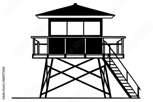 lifeguard tower  silhouette vector