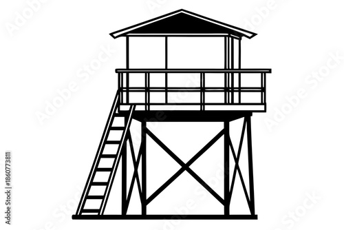 lifeguard tower  silhouette vector