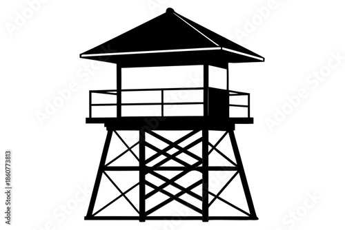 lifeguard tower  silhouette vector