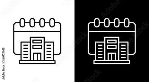 Office Calendar Outline White Icon Set Design