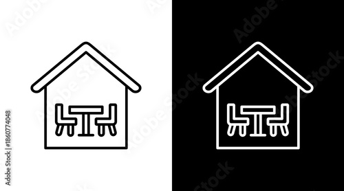 Meeting Room Outline White Icon Set Design