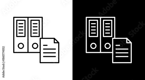 Office Documents Outline White Icon Set Design