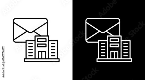 Office Email Outline White Icon Set Design