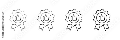Trust Badge Icons Vector Set In Different Stroke Line Style