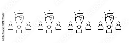 Team Spirit Icons Vector Set In Different Stroke Line Style