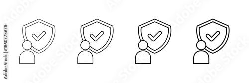 Honesty Shield Icons Vector Set In Different Stroke Line Style