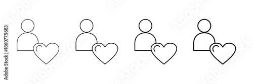 Compassion Heart Icons Vector Set In Different Stroke Line Style