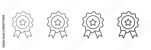 Excellence Medal Icons Vector Set In Different Stroke Line Style