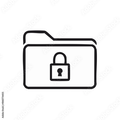 Locked folder icon illustration on a white background