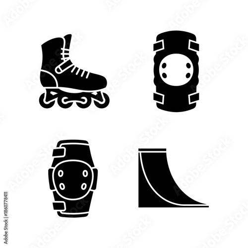 Rollerblading equipment and ramp illustration.