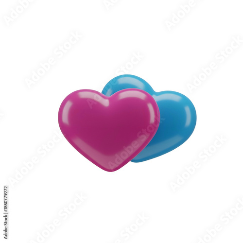 Two Heart Shapes Pink Blue.
