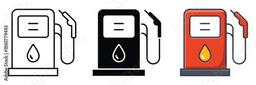 Fuel Pump Icon, Featuring Gas Pump with Nozzle, Representing Refueling, Petrol Station Services, Automotive Fuel Concepts, Vector Graphics
