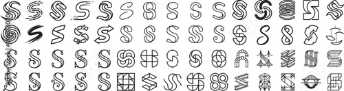 Set of letter s monogram logos modern abstract geometric style graphic initial emblems logotypes for business company industry