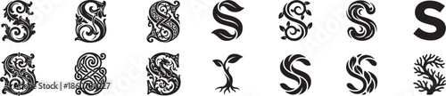 Set of letter s initial logo ornate style flourishes elements for botanical business jewelry company fashion heraldic boutique