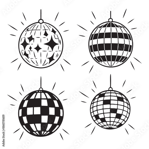 disco ball vector icons set