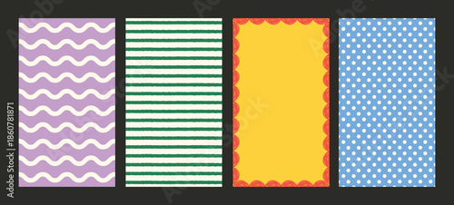 Vintage retro story background vector set with colorful groovy pop quirky style shapes playful abstract design perfect for posters social media templates and creative layouts