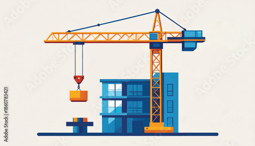 Construction Crane Building New Structure Project.