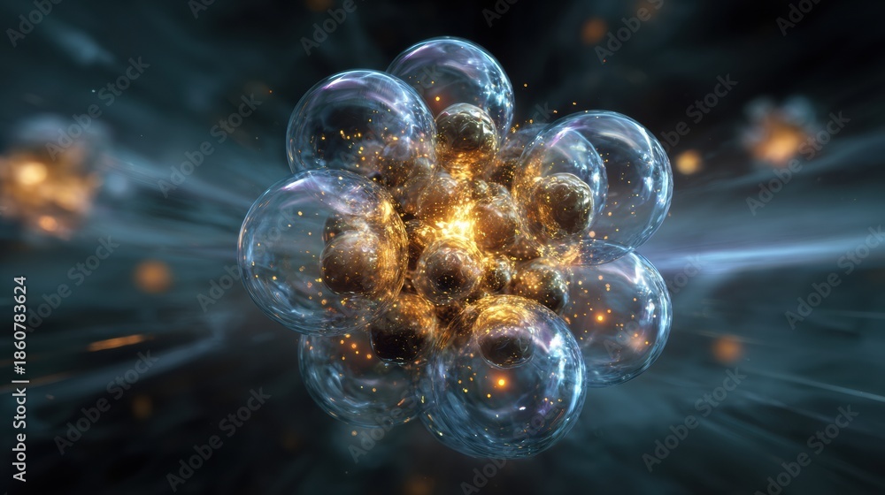 Obraz premium Explosive scientific reaction particle physics lab digital art abstract close-up quantum phenomena