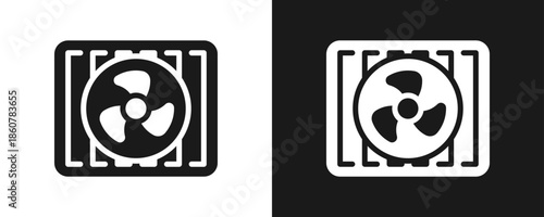 Cooling System Icon Set Glyph In White And Black Background