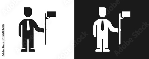 Leadership Icon Set Glyph In White And Black Background