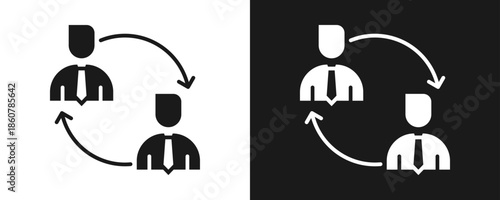 Collaboration Icon Set Glyph In White And Black Background