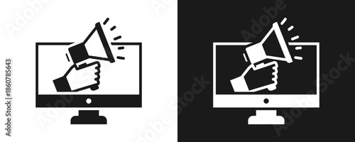 Digital Marketing Icon Set Glyph In White And Black Background