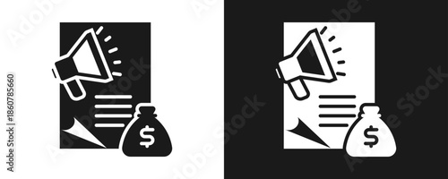 Marketing Icon Set Glyph In White And Black Background