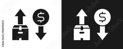 Inflation Icon Set Glyph In White And Black Background