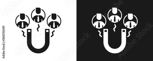 Acquisition Icon Set Glyph In White And Black Background