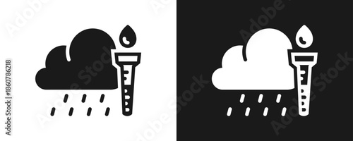 Rainfall Icon Set Glyph In White And Black Background