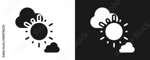 Clear Sky Icon Set Glyph In White And Black Background