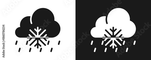 Sleet Icon Set Glyph In White And Black Background