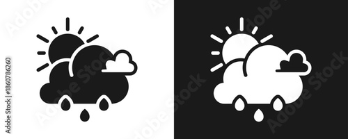Drizzle Icon Set Glyph In White And Black Background