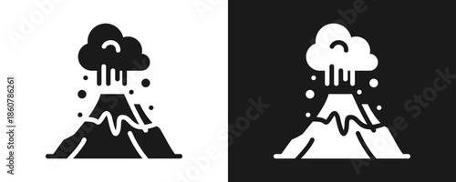 Eruption Icon Set Glyph In White And Black Background
